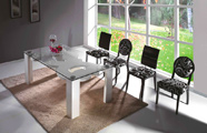 Mesa e Sillas Lacado Vidro / F.002 / 003-004